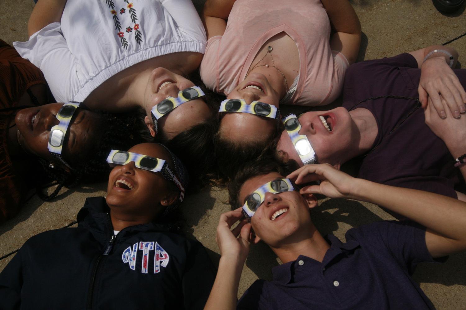 Students enjoy their time during the solar eclipse.
